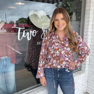 The Andrea floral balloon sleeve top